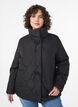 Kurze Steppjacke mit Schleifen und hohem Kragen, Schwarz, Model image number 0