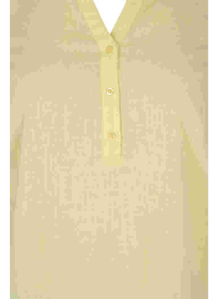 Hemdbluse aus Baumwolle mit V-Ausschnitt, Yellow, Packshot image number 2