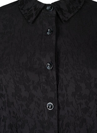 Hemdjacke aus Viskose mit Ton-in-Ton-Muster, Black, Packshot image number 2