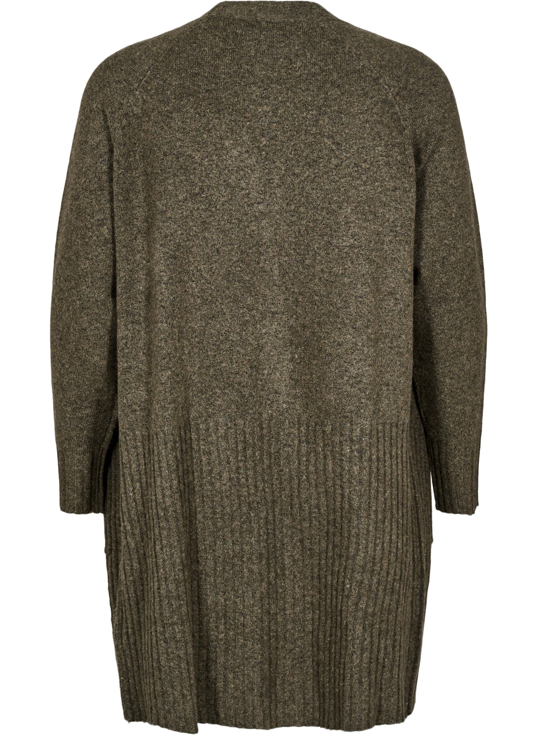 Zizzi Lange Strickjacke mit Taschen, Sea Turtle Mel., Packshot image number 1