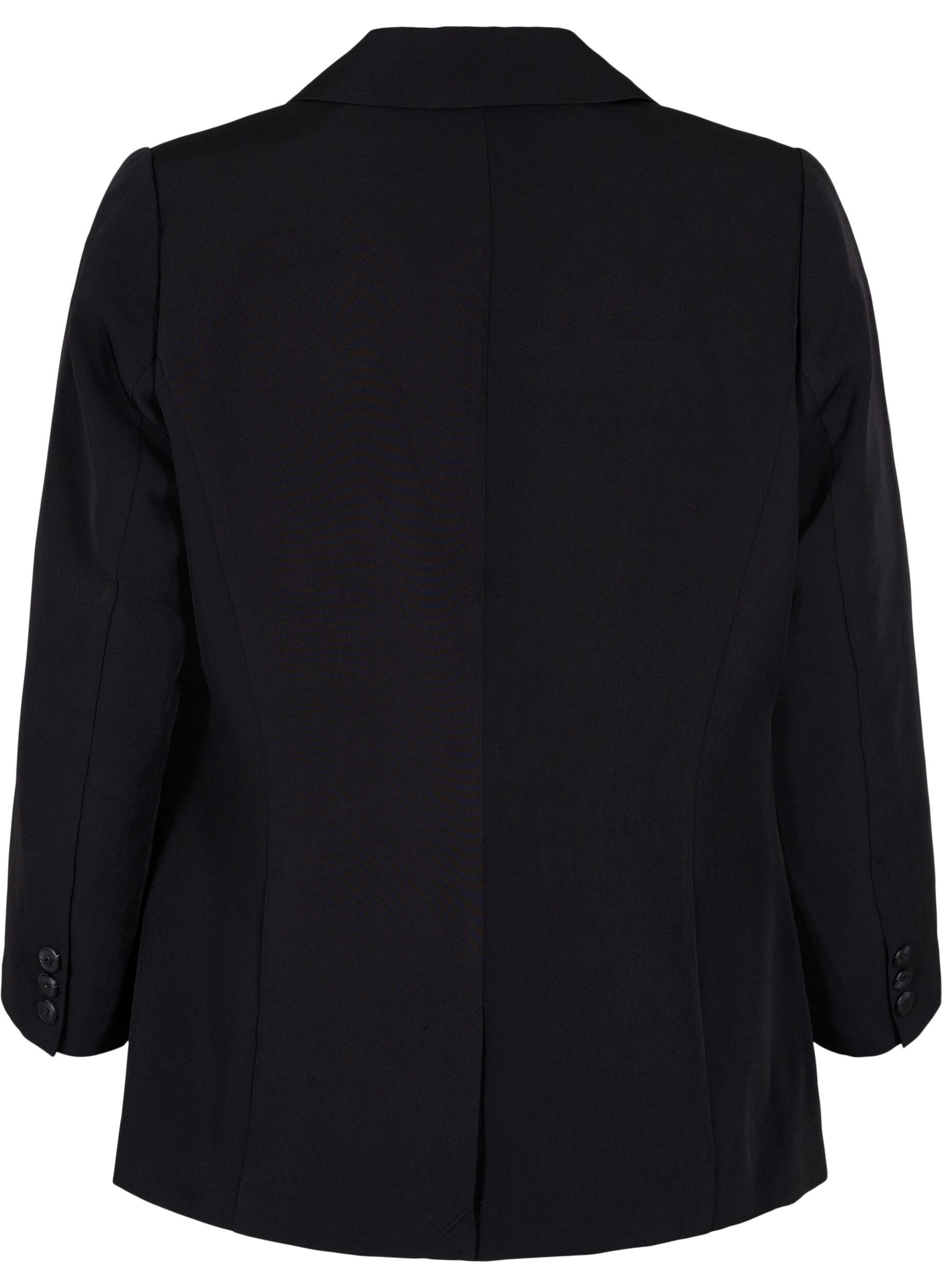 Zizzi Blazer mit Ein-Knopf-Verschluss, Black, Packshot image number 1