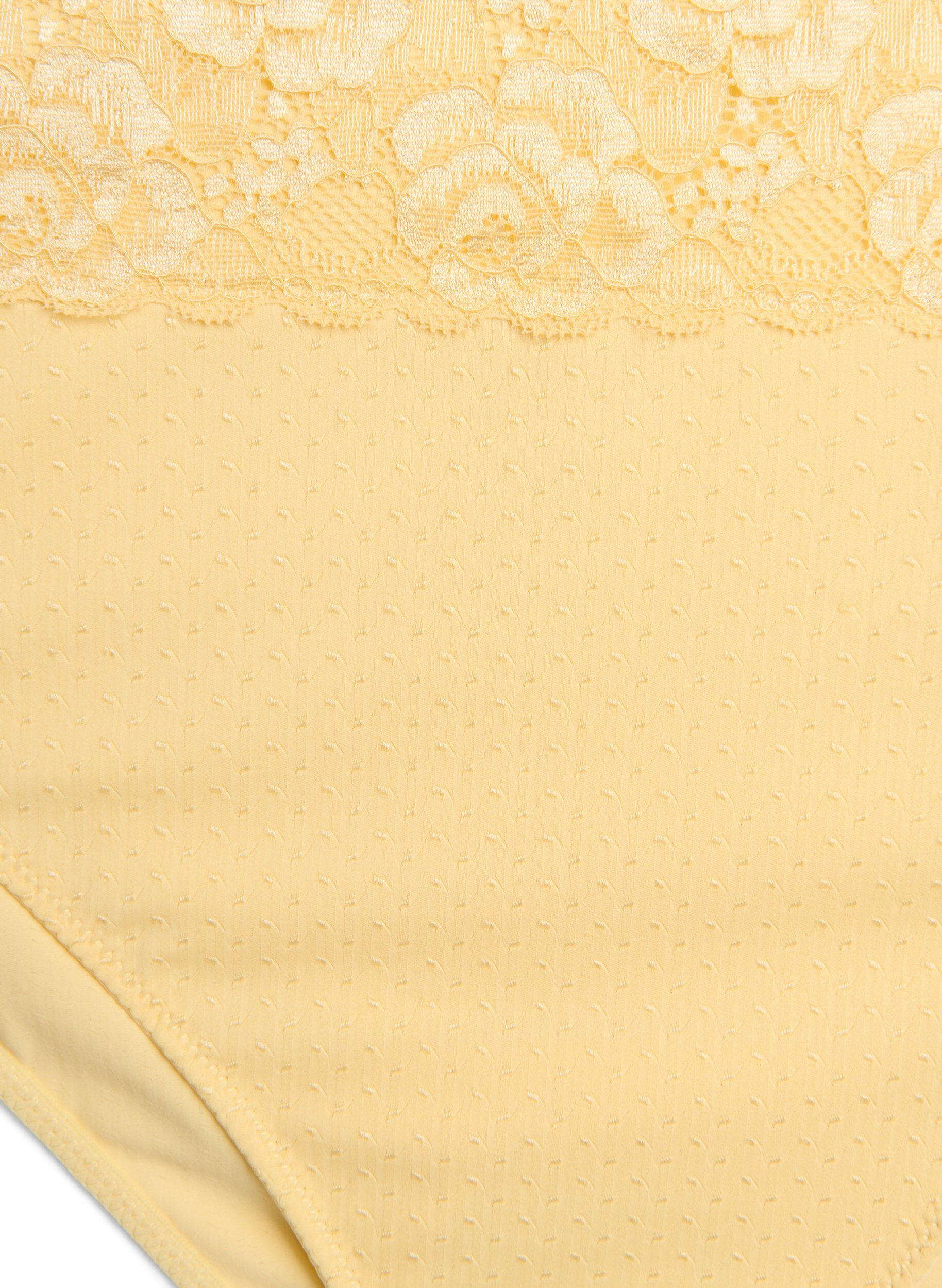 Zizzi Tai-Slip mit Dobby-Struktur und Spitzen, Gelb, Packshot image number 2