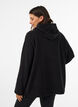Hoodie aus Fleece mit hohem Kragen und aufgesticktem Text, Schwarz, Model image number 2