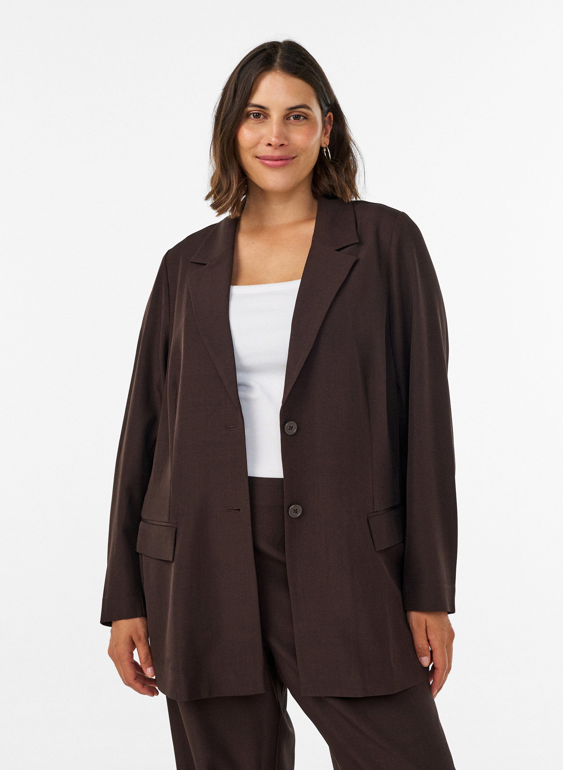 ZizziBlazer mit Taschen und Schlitzen, Braun, Model image number 0