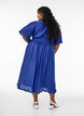 Midikleid mit Plisseefalten und Fledermaus&auml;rmeln, Blau, Model image number 1