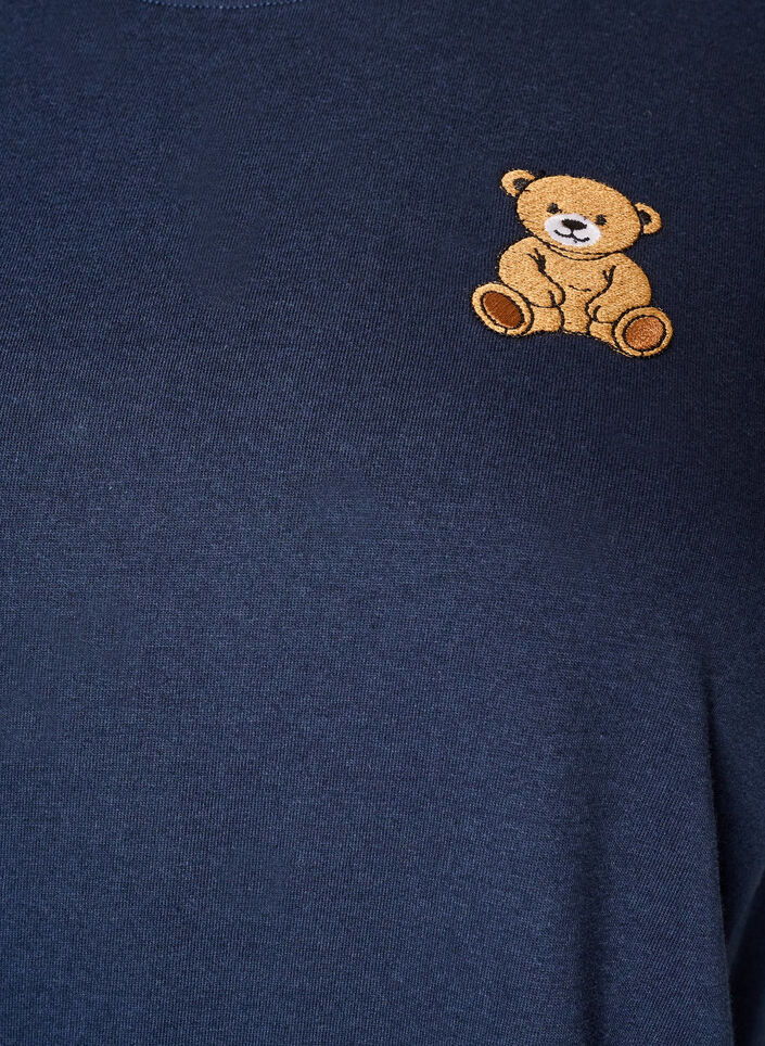T-Shirt aus Bio-Baumwolle mit Teddyb&auml;r-Motiv, Blau, Packshot image number 2