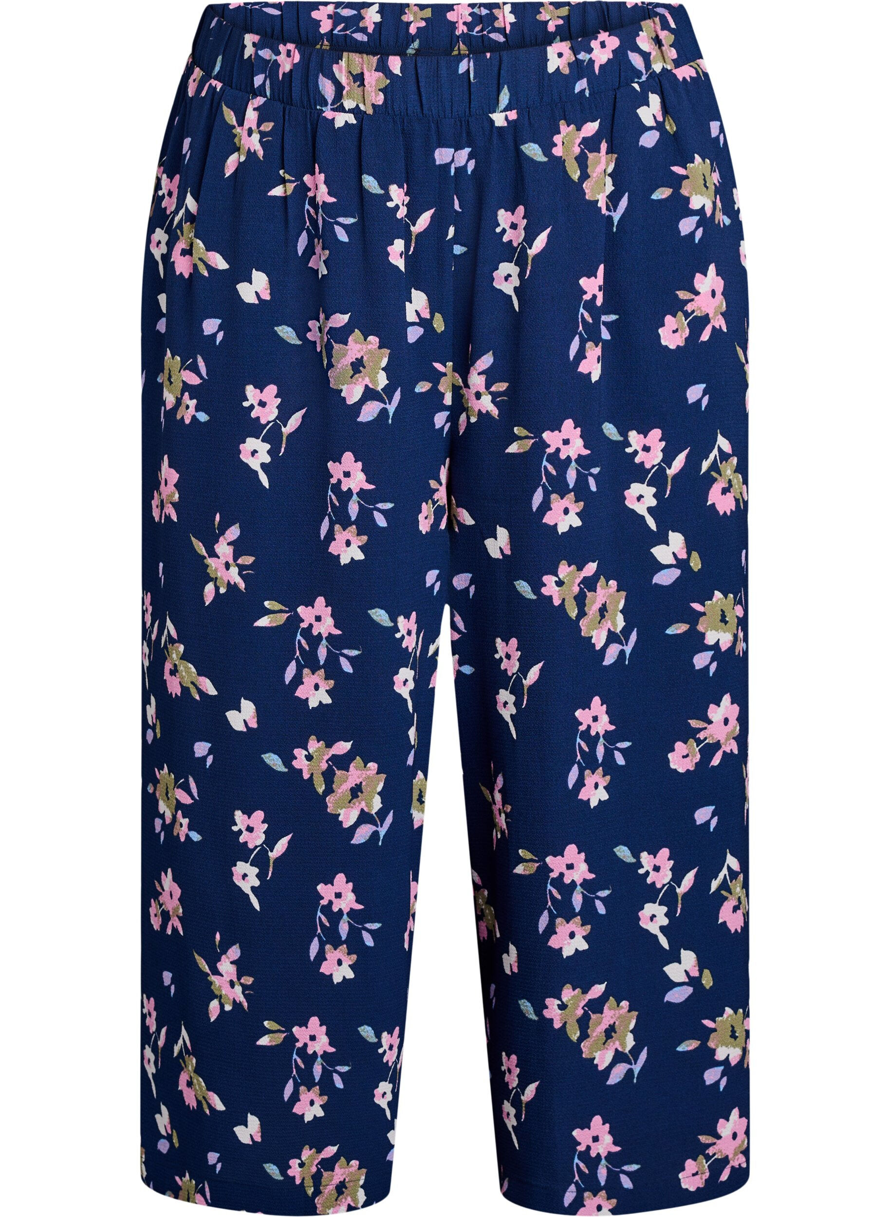 Zizzi Culotte-Hose mit Print, Blau, Packshot image number 0