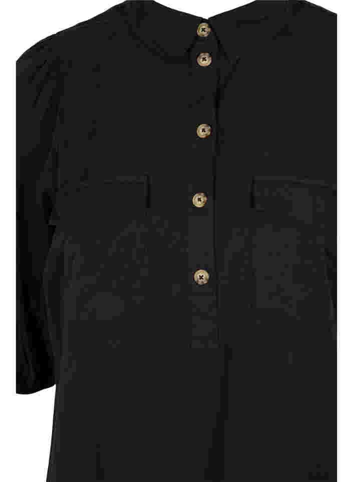 Kleid mit Rüschenbesatz und 3/4-Ärmeln, Black, Packshot image number 2