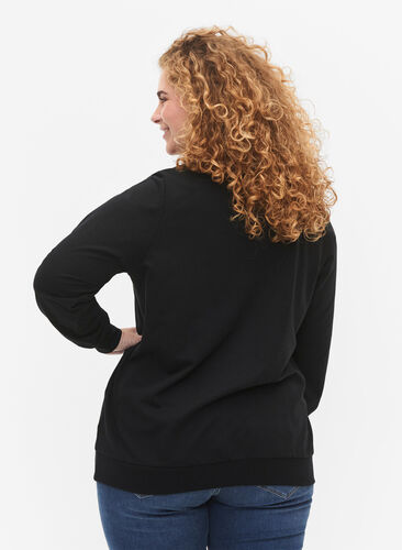 Sweatshirt mit Spitze, Black, Model image number 1