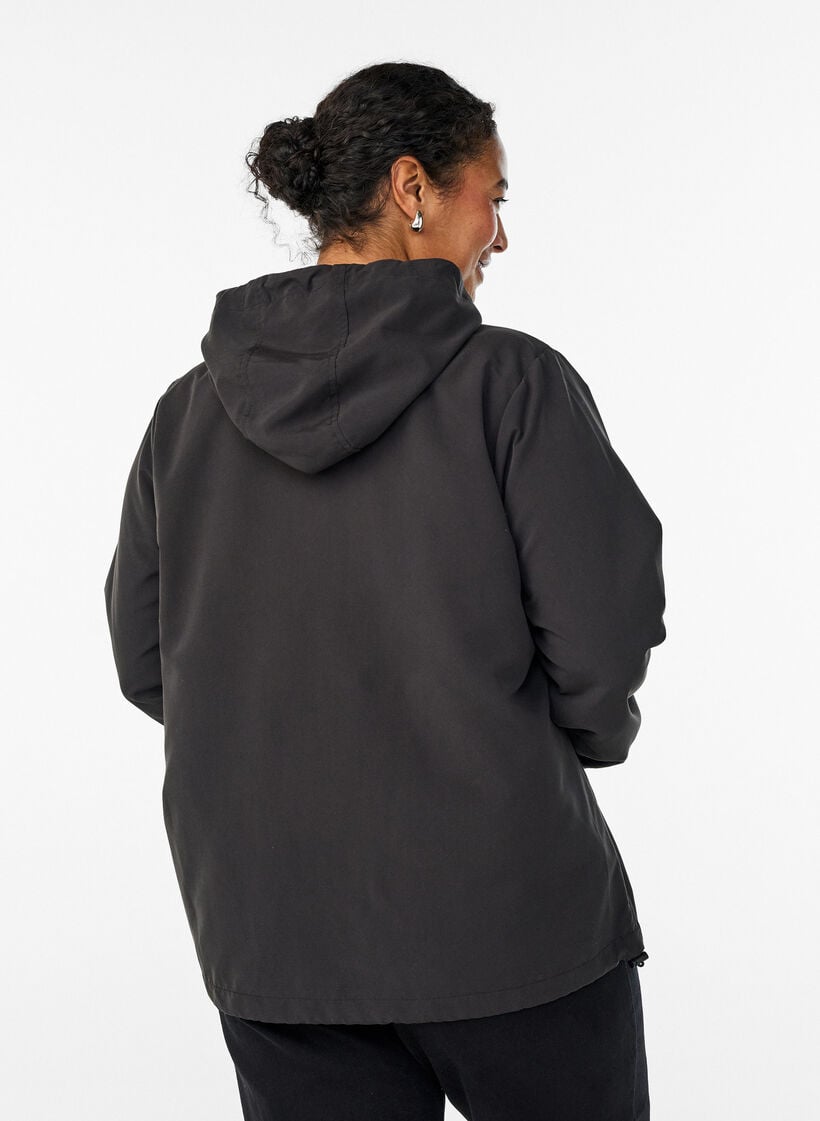 Leichte Jacke mit Kapuze und Rei&szlig;verschluss, Schwarz, Model image number 2