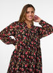 Kleid mit Allover-Muster und einer Volantlage, Schwarz, Model image number 2