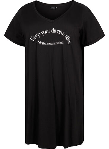 Nachthemd aus Baumwolle mit Print, Black w. Keep, Packshot image number 0