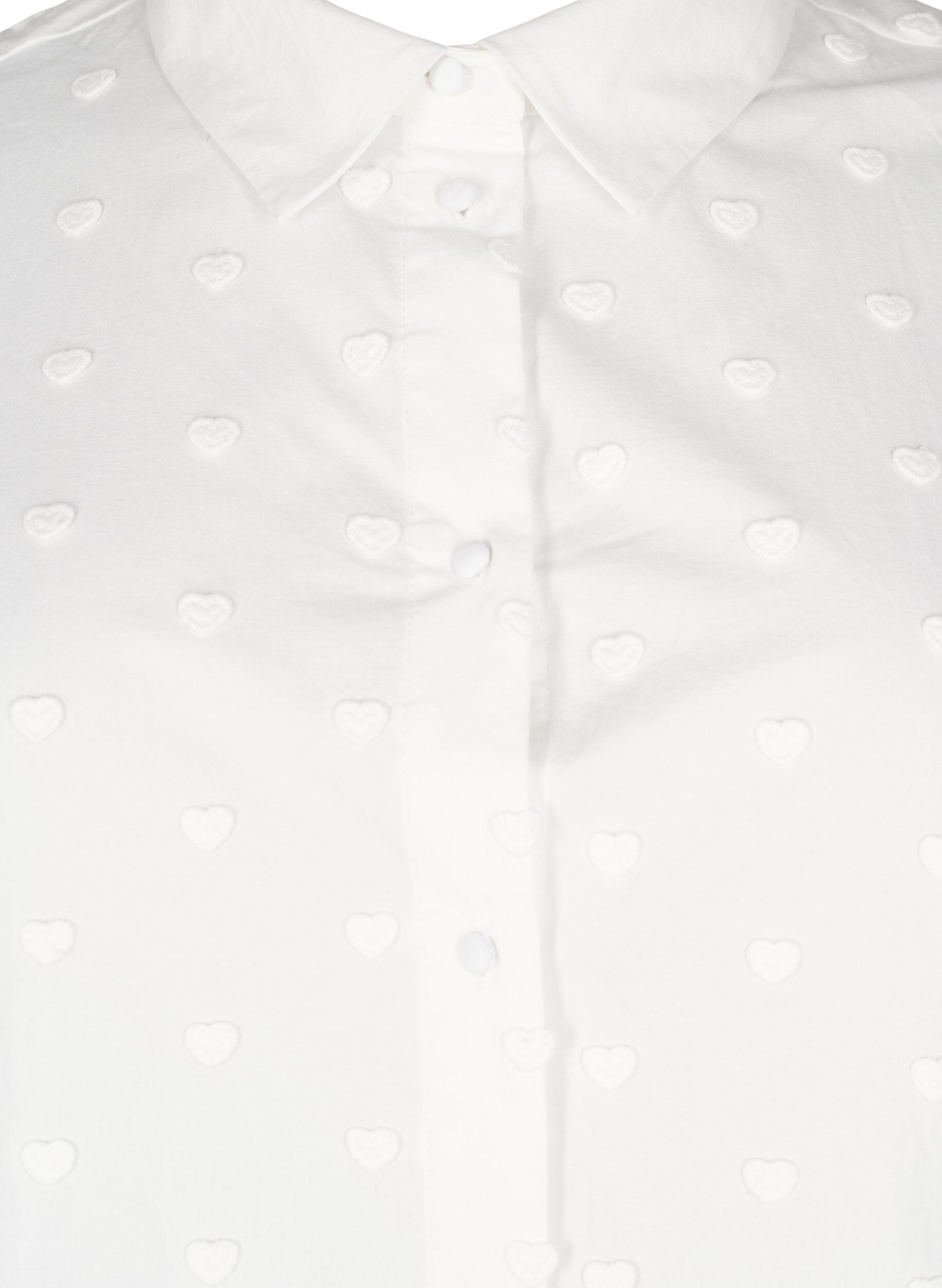Zizzi Bluse mit Stehkragen und aufgen&auml;hten Herzen, Wei&szlig;, Packshot image number 2