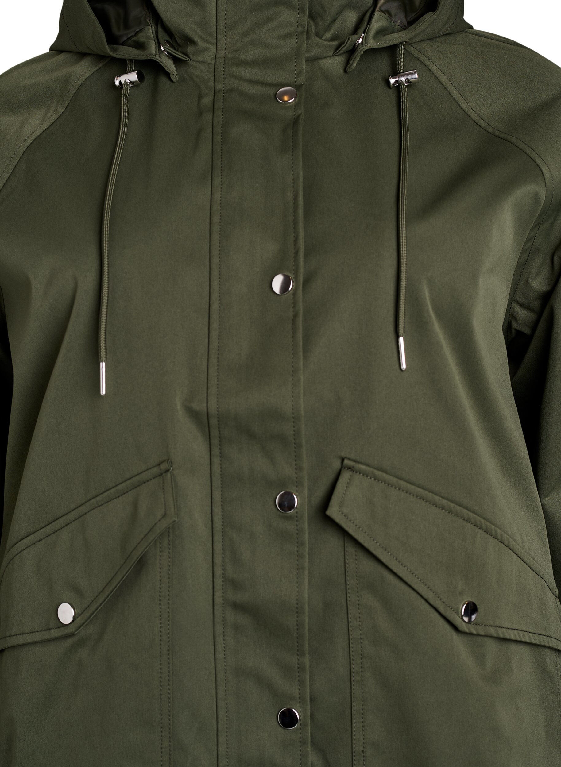 ZizziKurze Fr&uuml;hlingsjacke mit abnehmbarer Kapuze, Gr&uuml;n, Packshot image number 2