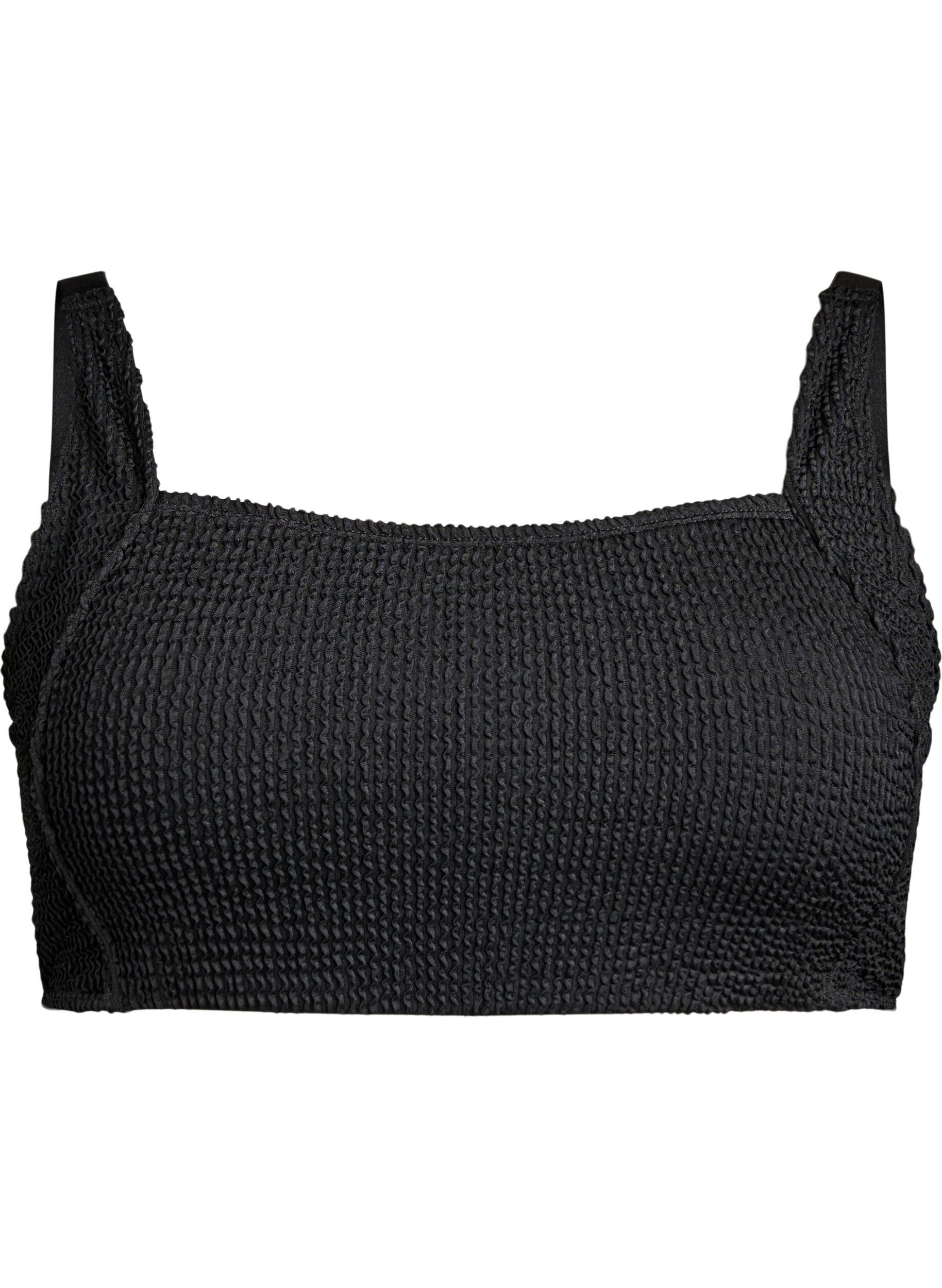 Zizzi Bikinioberteil aus Krepp mit verstellbaren Tr&auml;gern, Schwarz, Packshot image number 0