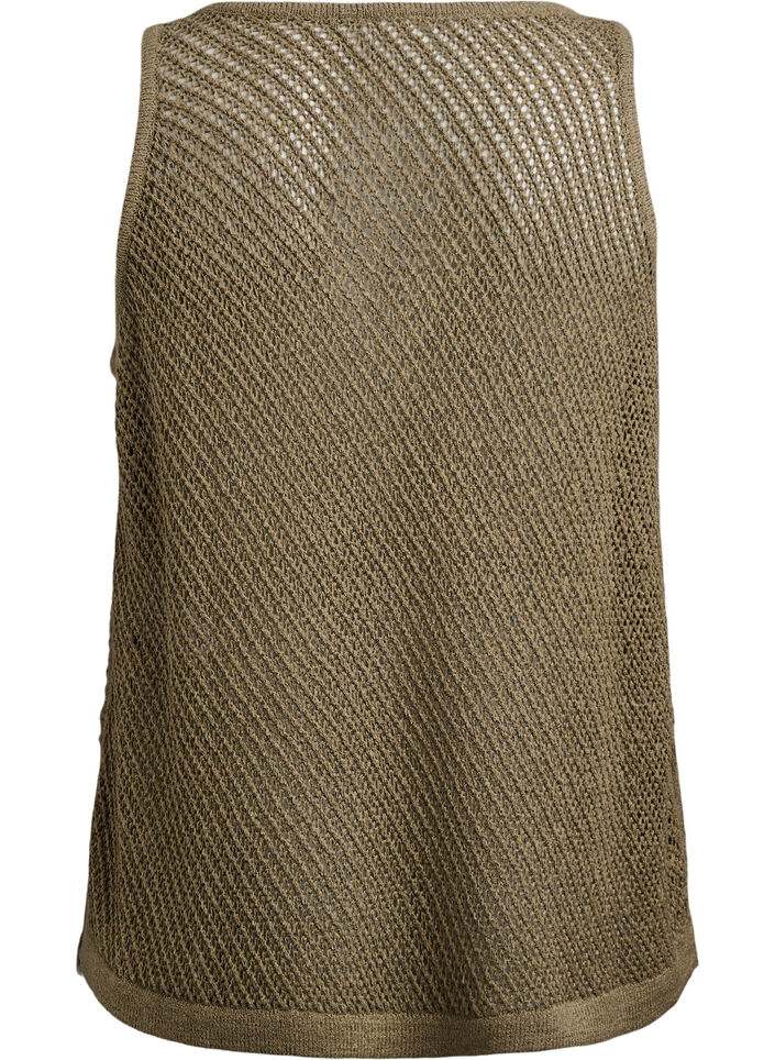 FLASH - Ärmelloser Stricktop mit V-Ausschnitt, Grün, Packshot image number 1