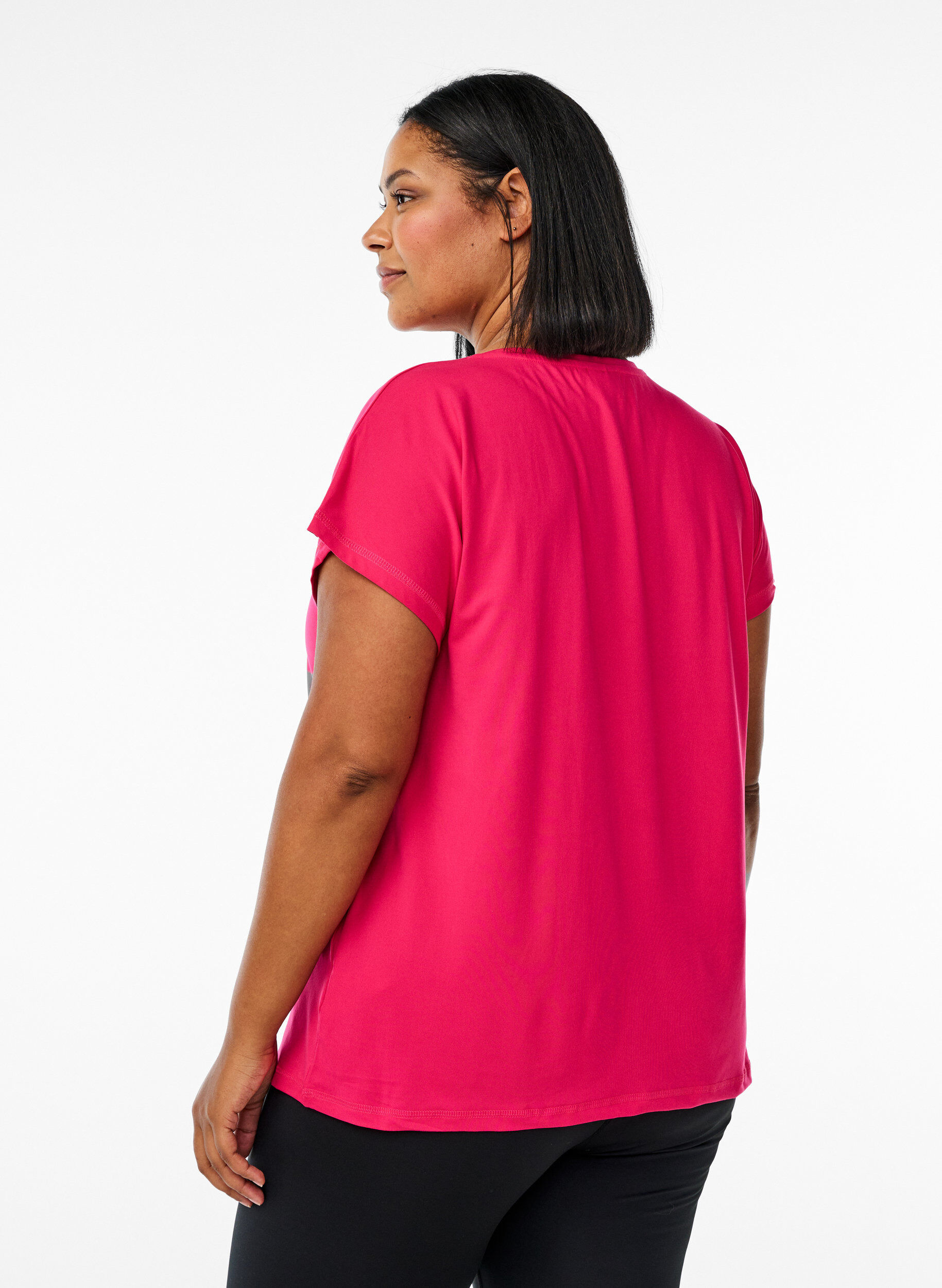 Zizzi Einfarbiges Trainings-T-Shirt, Pink, Model image number 2