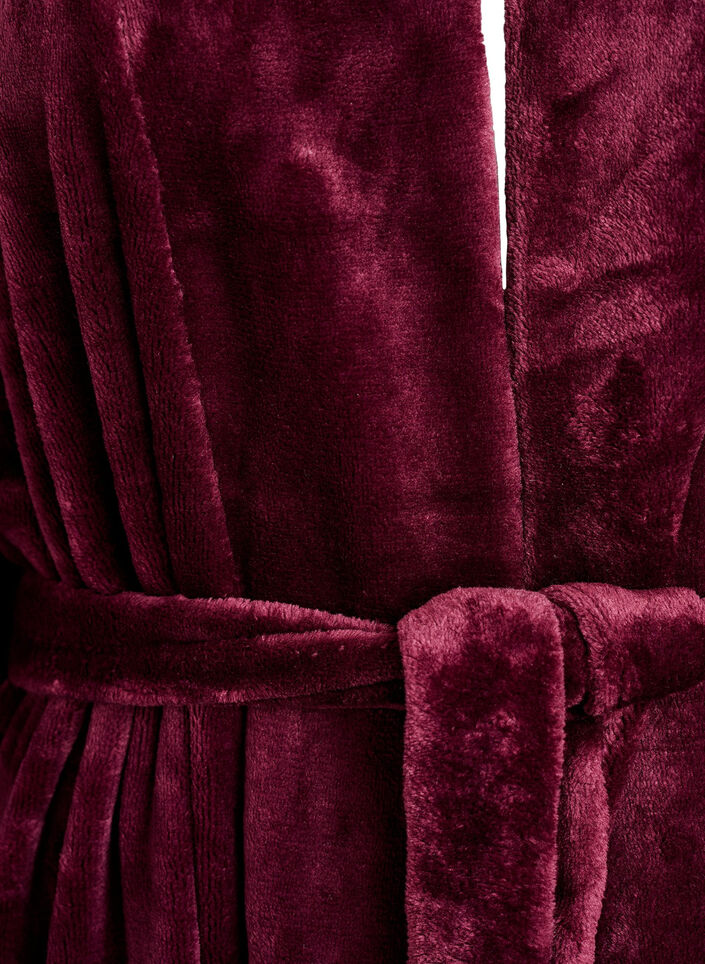 Morgenmantel aus weichem Velours mit Taschen, Dunkles Bordeaux, Packshot image number 2