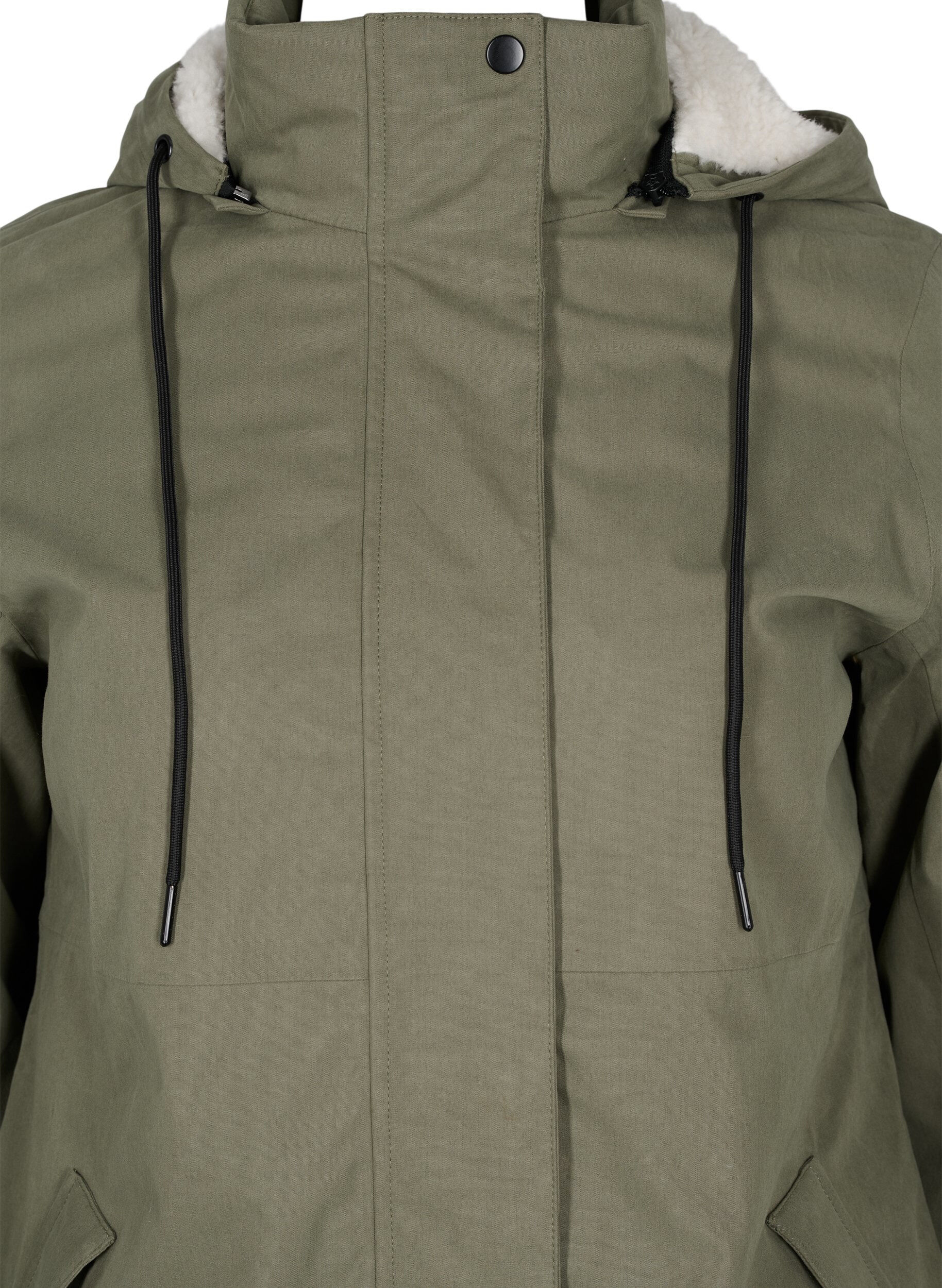 Zizzi Wasserdichte Jacke mit abnehmbarer Kapuze, Dusty Olive, Packshot image number 2