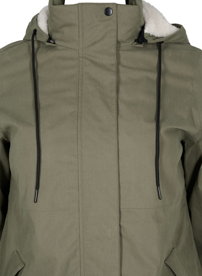 Wasserdichte Jacke mit abnehmbarer Kapuze, Dusty Olive, Packshot image number 2