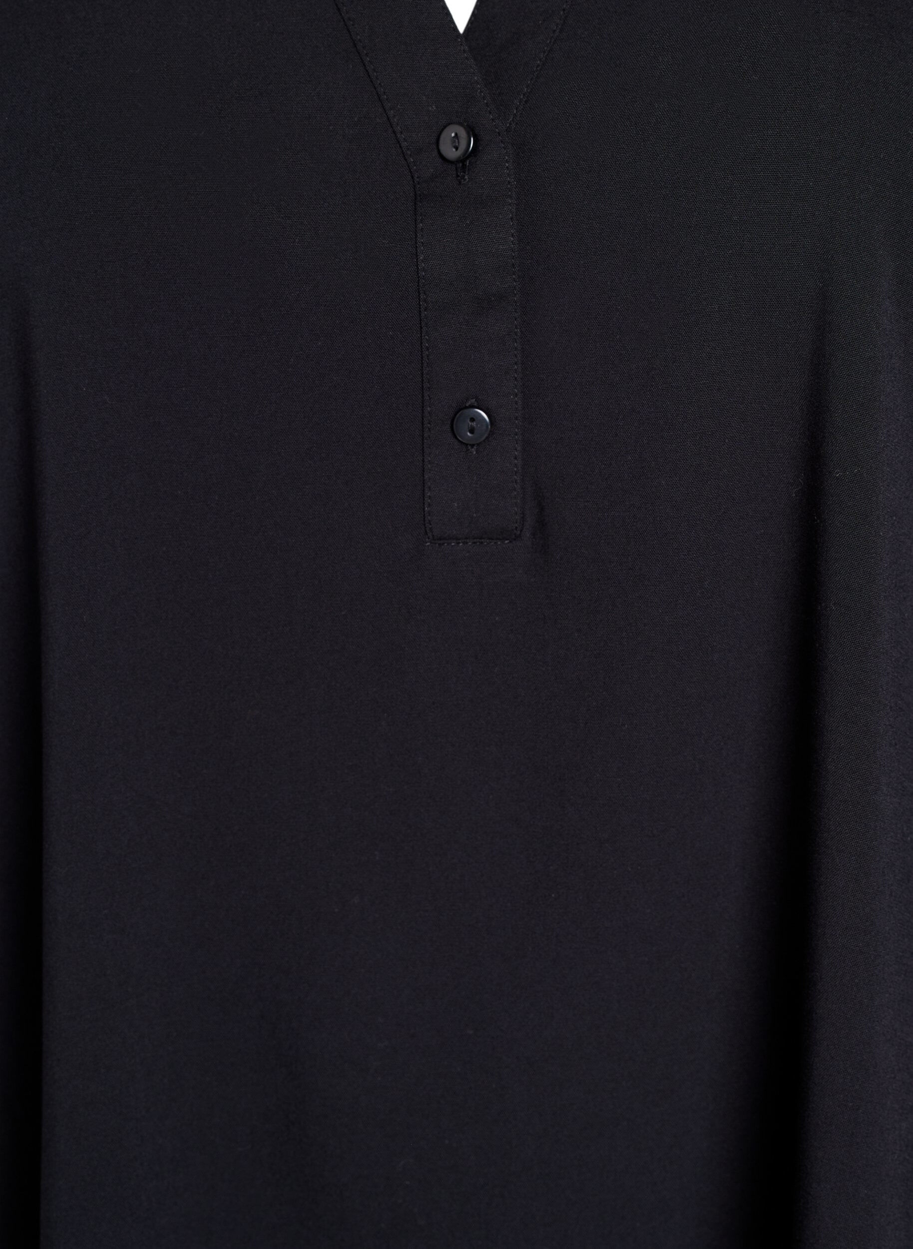 Zizzi &Auml;rmellose Viskosebluse, Schwarz, Packshot image number 2