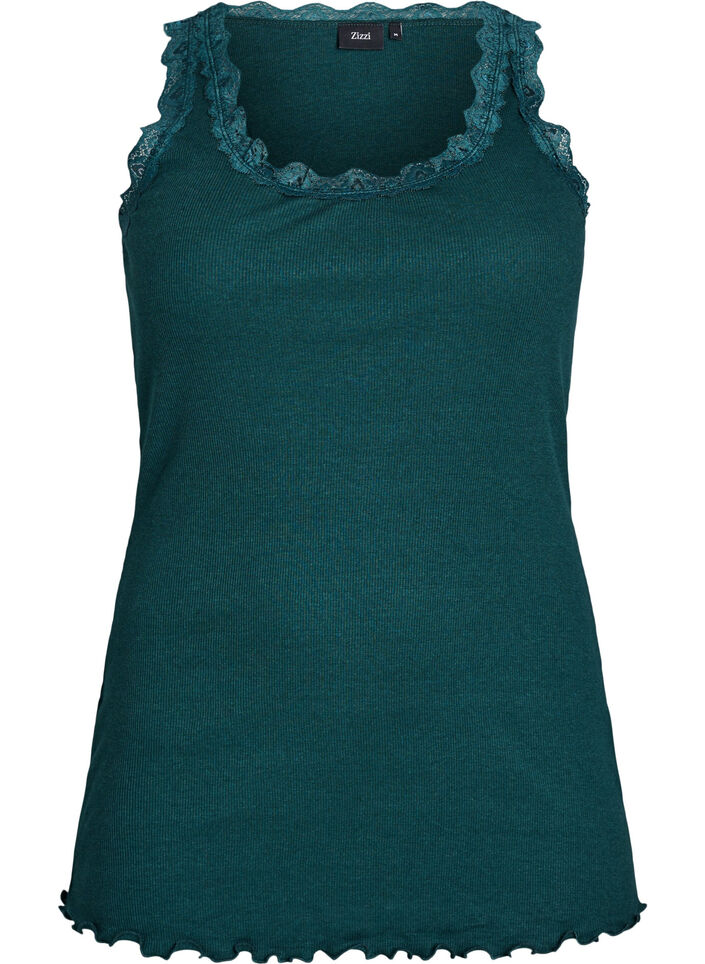 Top mit Spitzen, Gr&uuml;n, Packshot image number 0