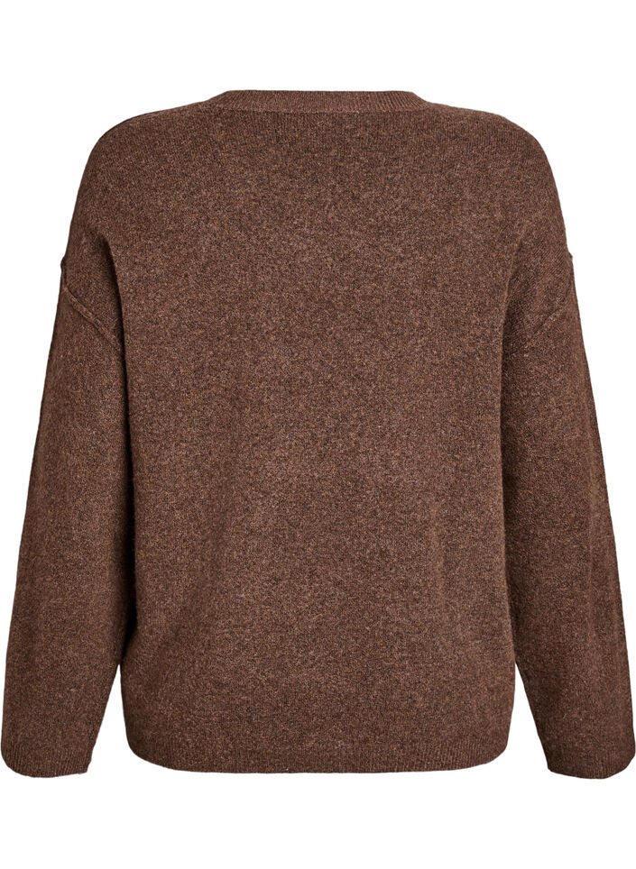 Lockerer Strickpullover mit Kontrastn&auml;hten, Braun, Packshot image number 1