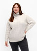 Pullover mit Zopfmuster und Reißverschluss, Pumice Stone Mel., Model image number 0