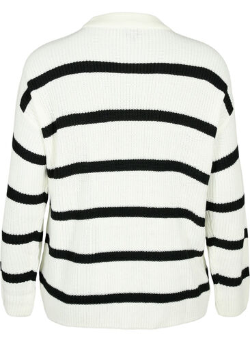FLASH – Strickpullover mit Streifen, White/Black Stripe, Packshot image number 1