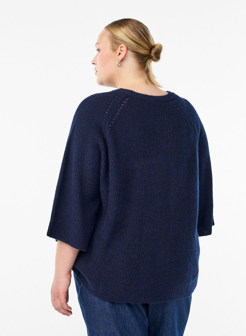 Ripppullover mit 3/4-&Auml;rmeln, Blau, Model image number 2