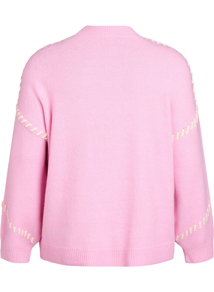 Pullover mit Ziernähten, Pink, Packshot image number 1