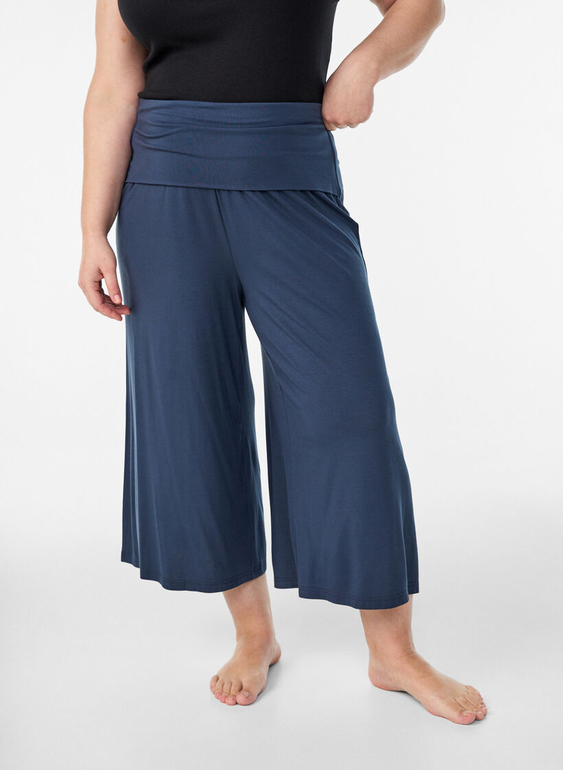 Culotte aus Jersey mit hoher Taille, Blau, Model image number 2