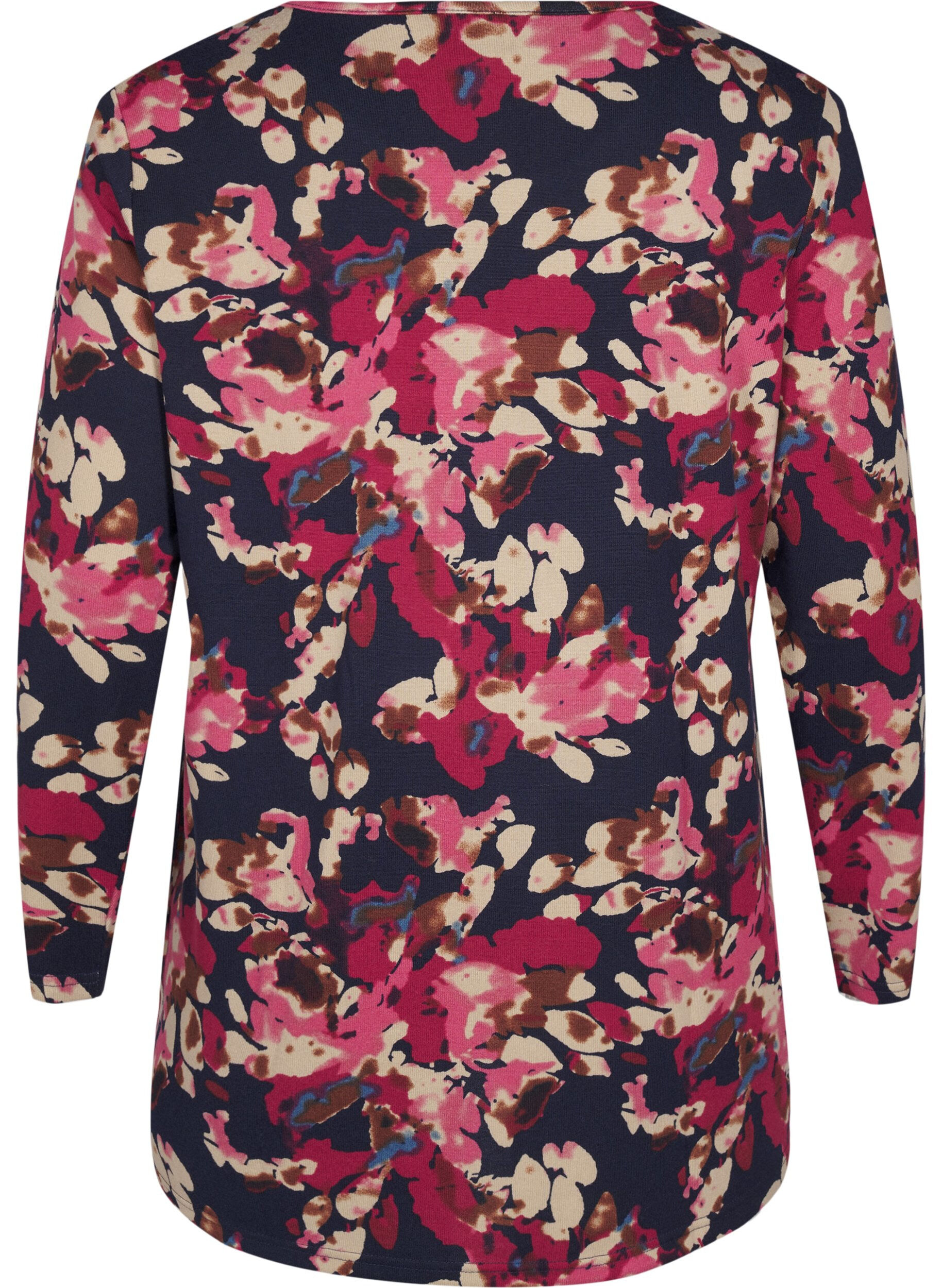 Zizzi  Bluse mit Blumenmuster und langen &Auml;rmeln, Blau, Packshot image number 1