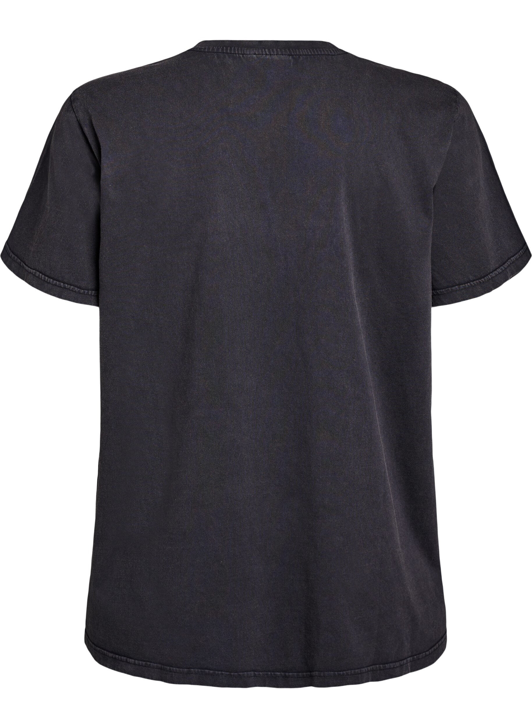 Zizzi T-Shirt aus Bio-Baumwolle mit Strass und Schmetterlingsmotiv, Grau, Packshot image number 1