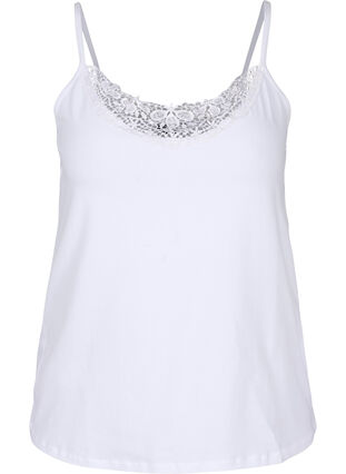 Nachthemd mit Spitzenbesatz aus Baumwolle, Bright White, Packshot image number 0