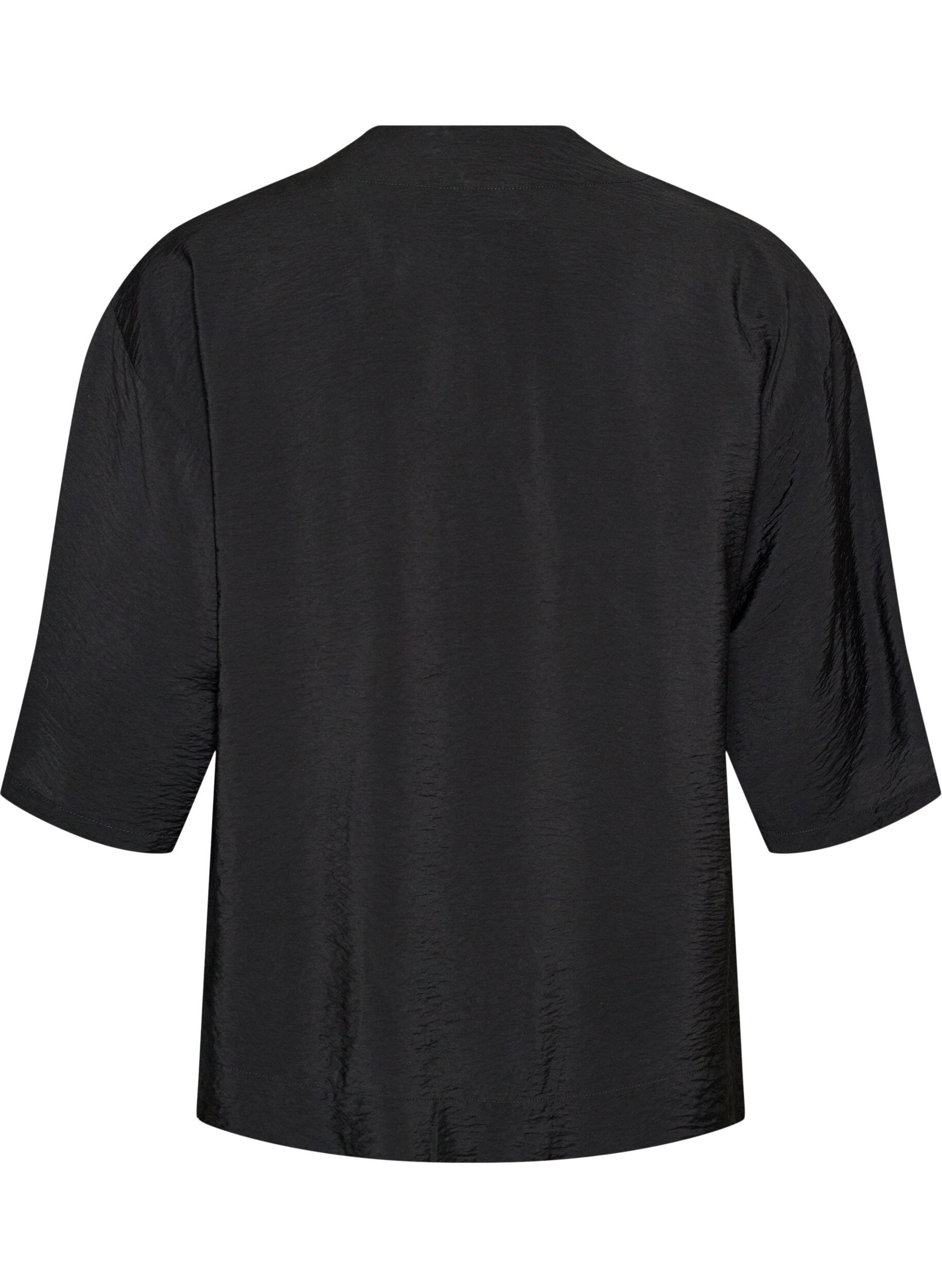 ZizziKurzer Kimono aus Viskose mit 3/4-&Auml;rmeln, Schwarz, Packshot image number 1