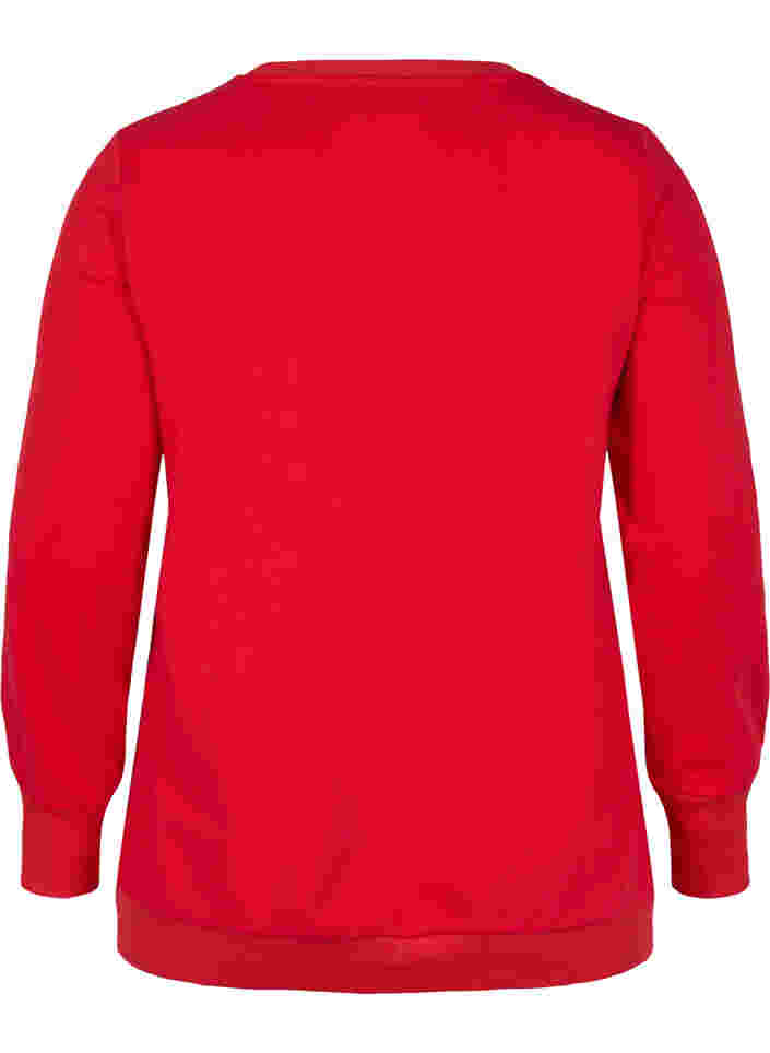 Baumwollsweatshirt mit Textprint, Chinese Red, Packshot image number 1