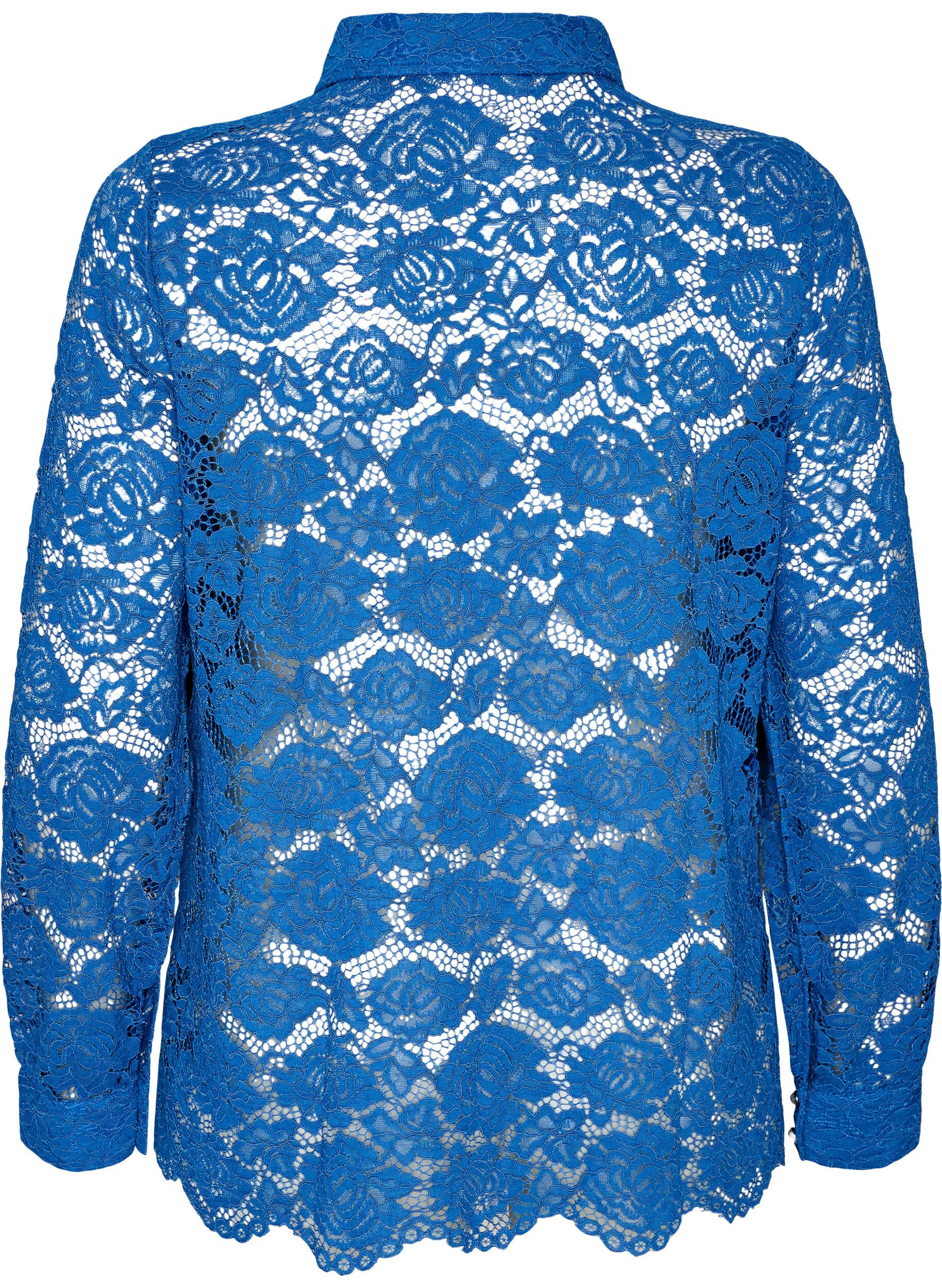 ZizziSpitzenbluse mit Perlenkn&ouml;pfen, Blau, Packshot image number 1