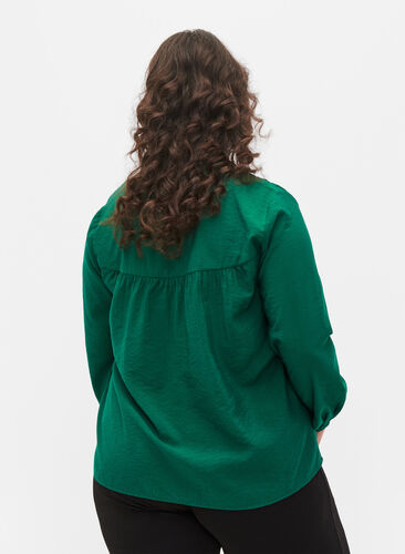 Langärmelige Bluse aus Viskosemischung, Evergreen, Model image number 1