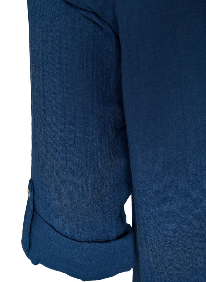 Tunika aus Baumwollmusselin mit Broderie Anglaise, Blau, Packshot image number 3