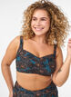 Wattierter Bikini-Oberteil mit Print, Petrol, Model image number 0