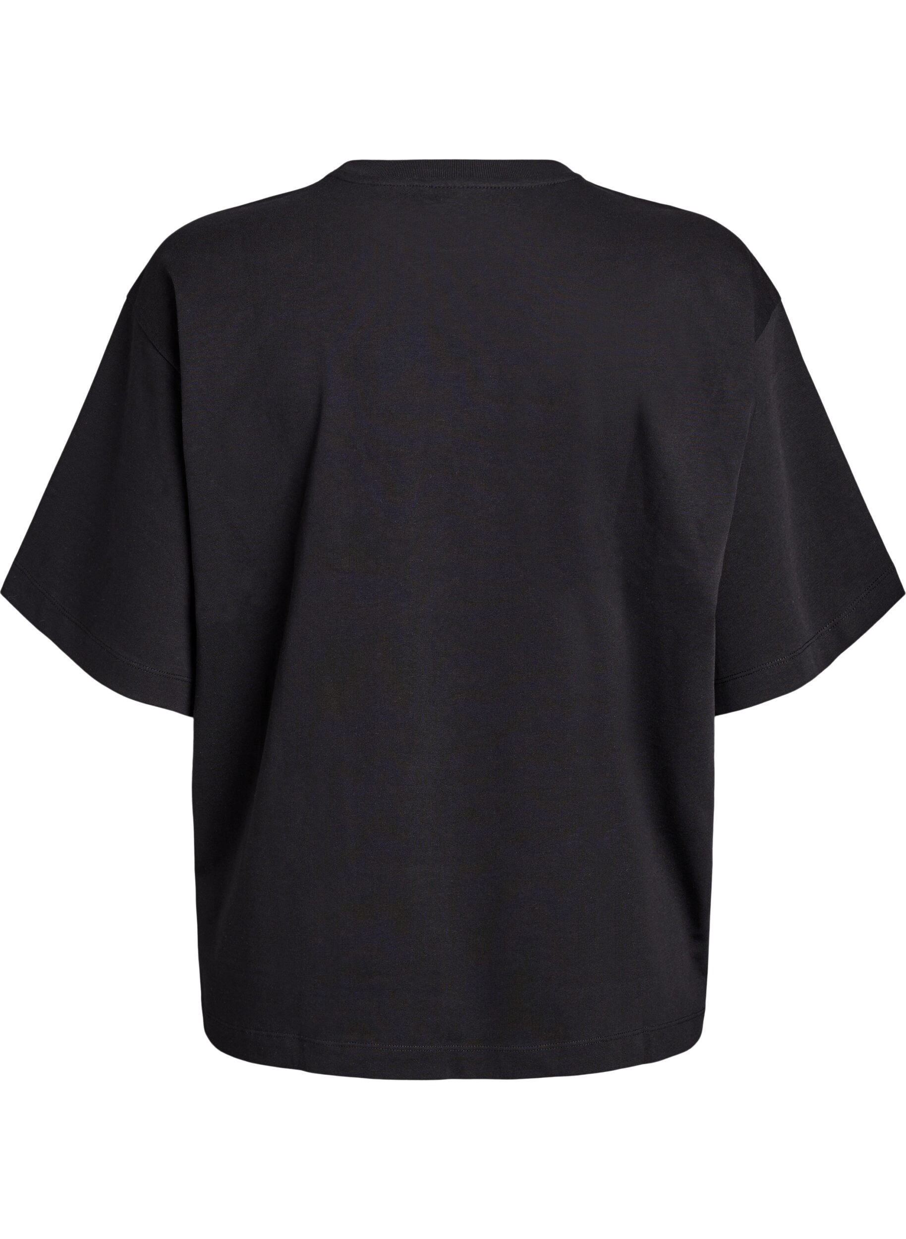 Zizzi Oversize-T-Shirt mit halben &Auml;rmeln, Schwarz, Packshot image number 1