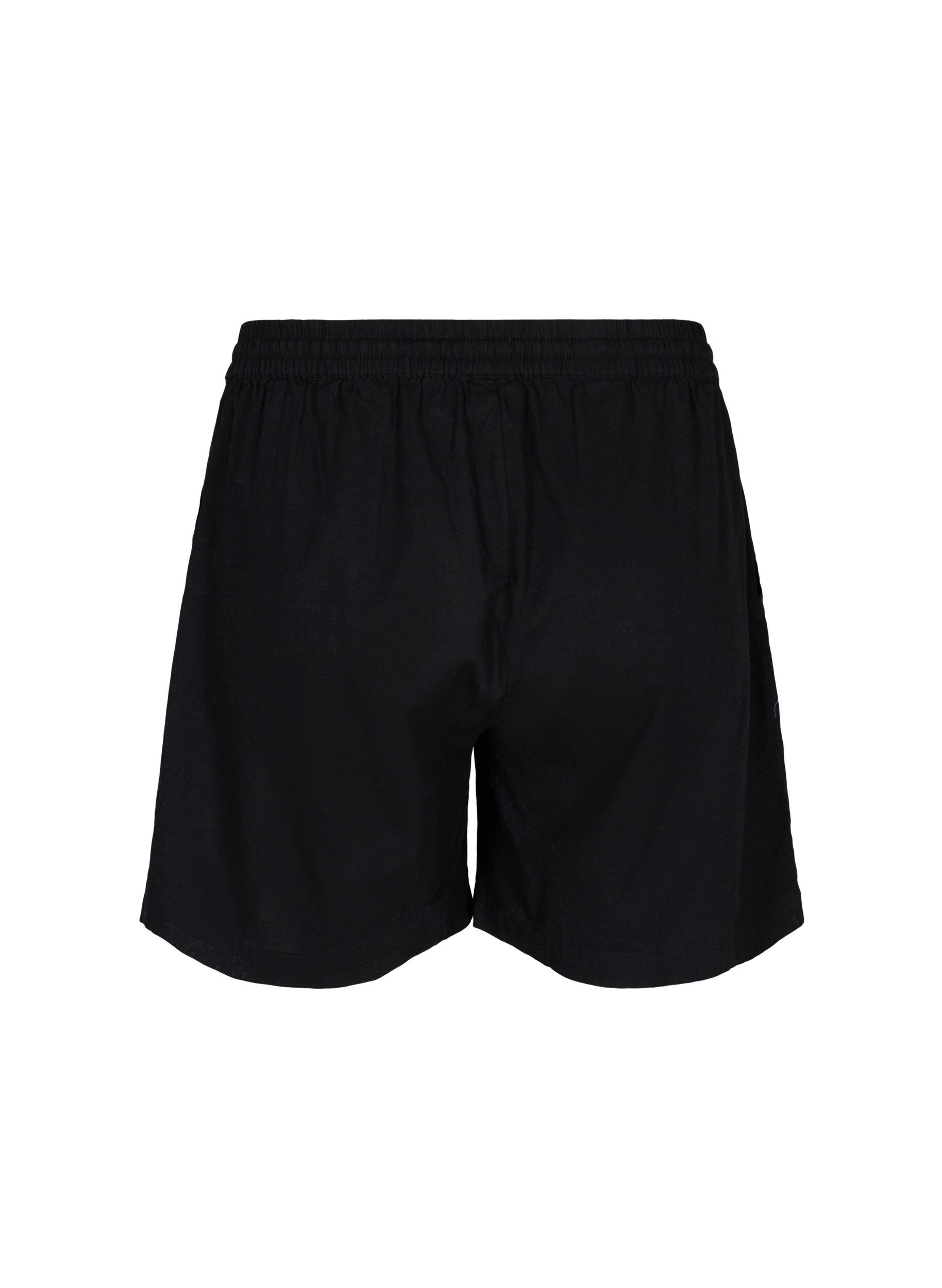 Zizzi Lockere Shorts aus einer Baumwollmischung mit Leinen, Black, Packshot image number 1