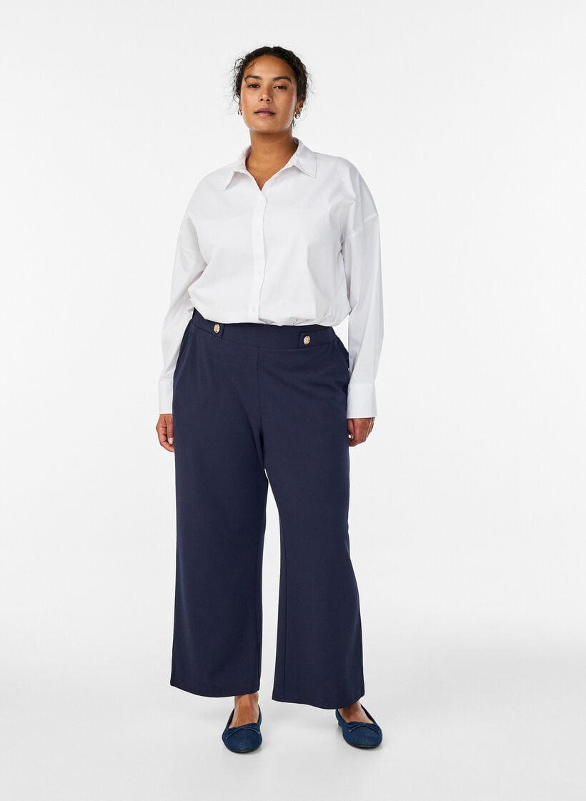 Lockere Hose mit Taschen, Blau, Model image number 0