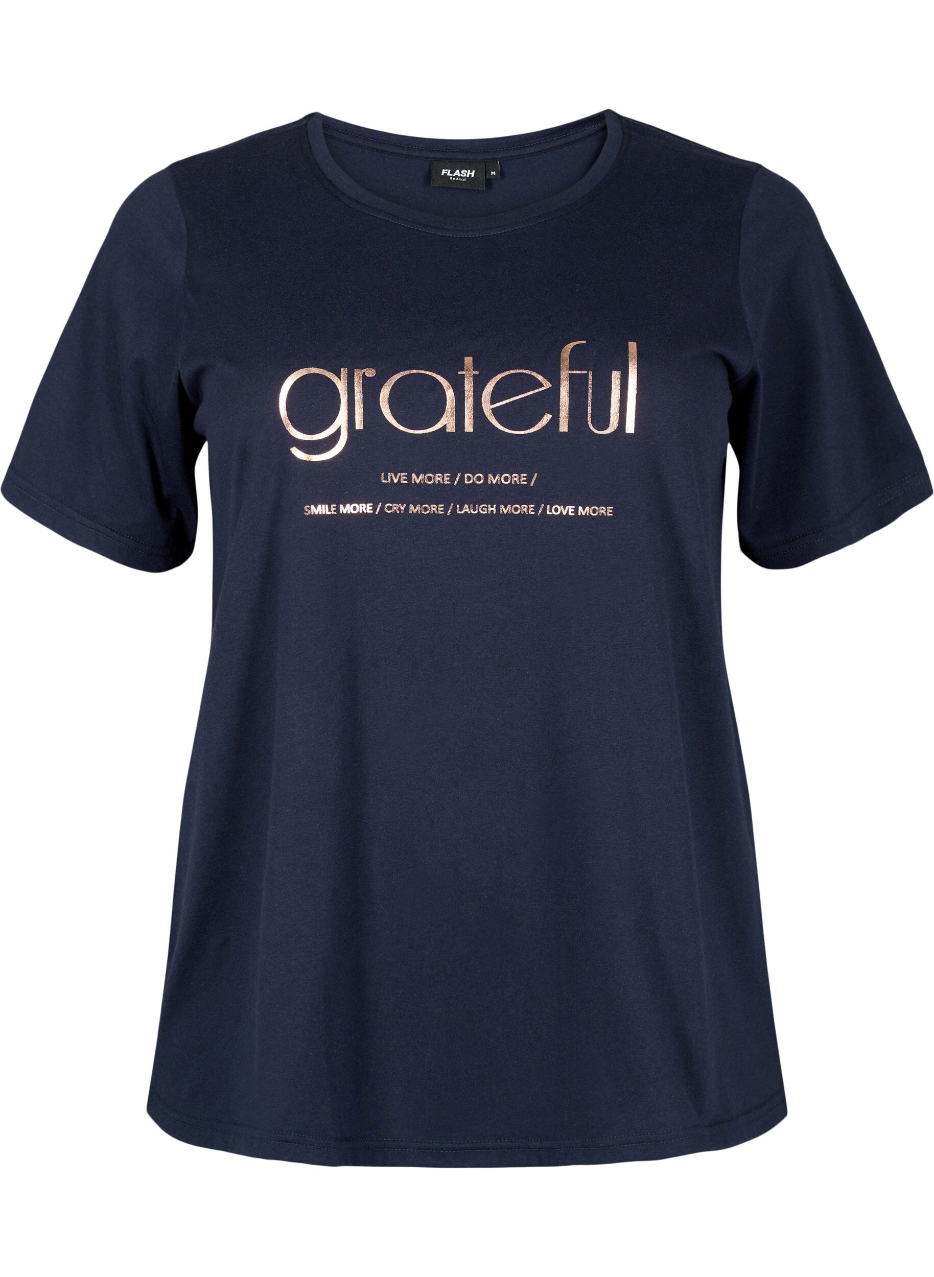 Zizzi FLASH - T-Shirt mit Motiv, Navy Bl Rose Gold, Packshot image number 0
