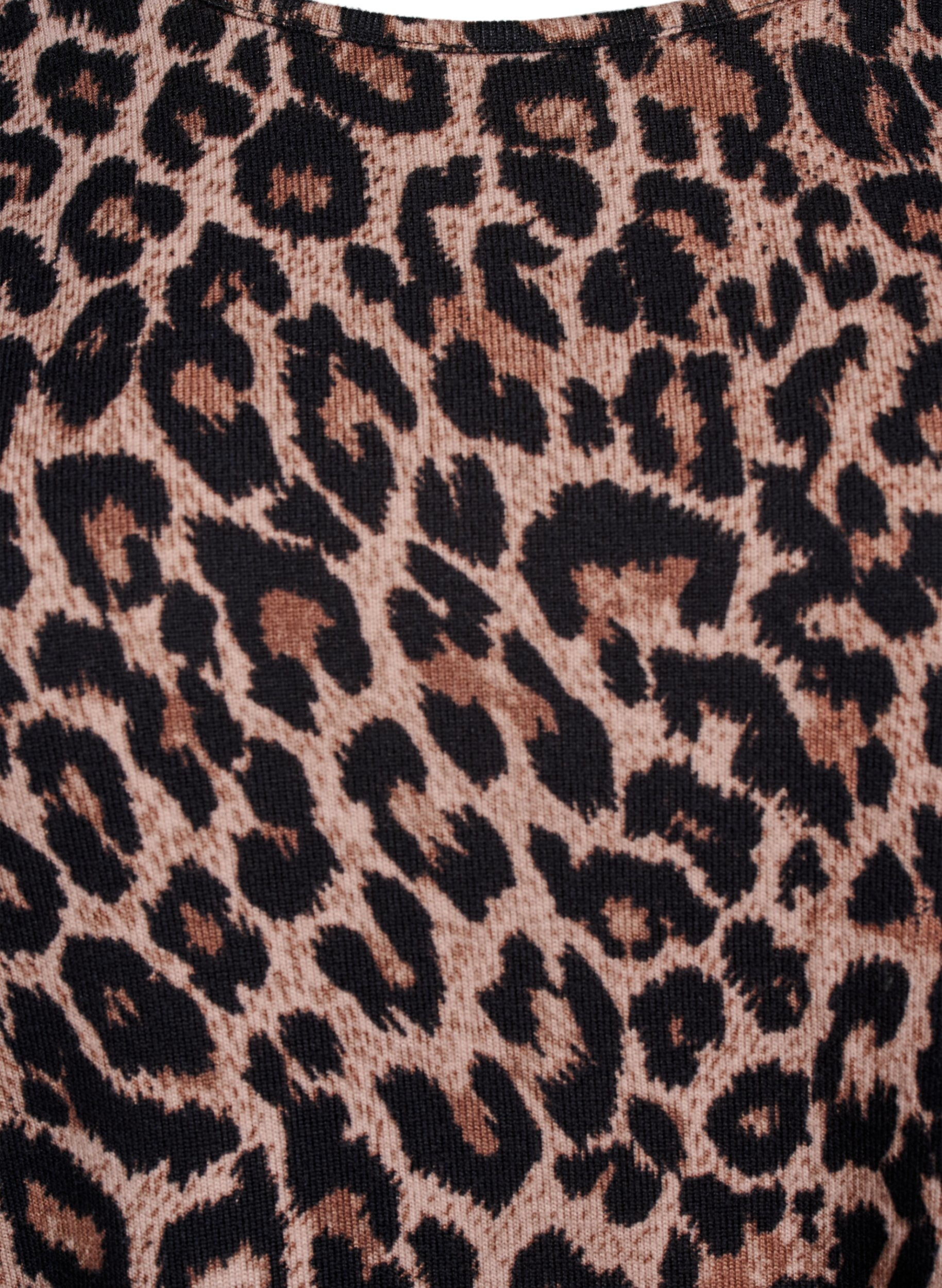 Zizzi Bluse mit Leopardenmuster und langen &Auml;rmeln, Braun, Packshot image number 2