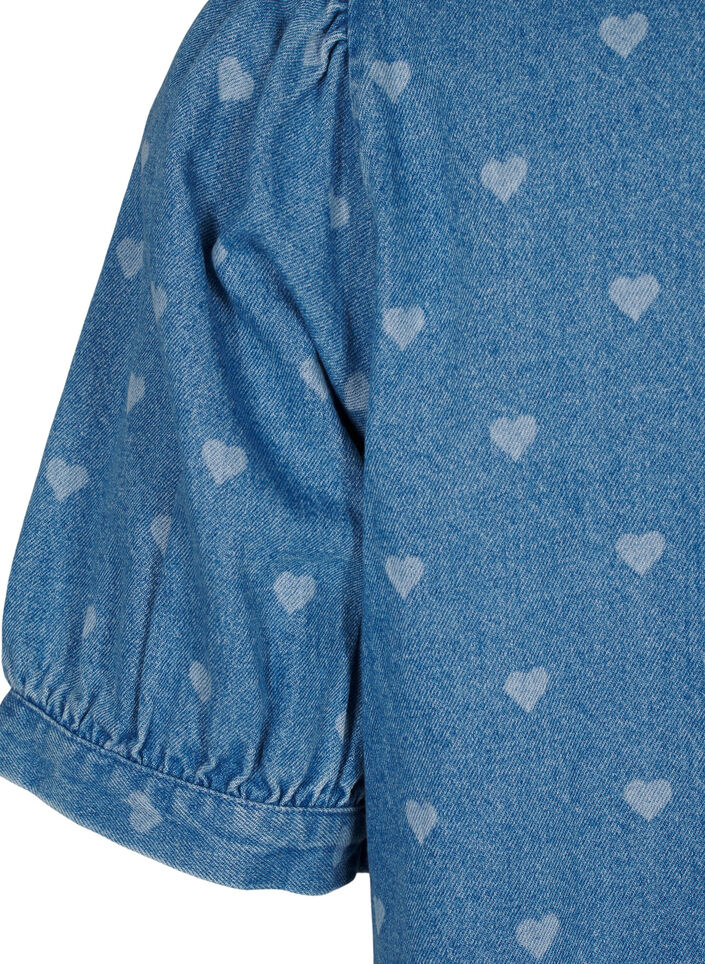 Kurz&auml;rmliges Denim-Kleid mit Herz-Print, L. Blue D. w. Heart, Packshot image number 3