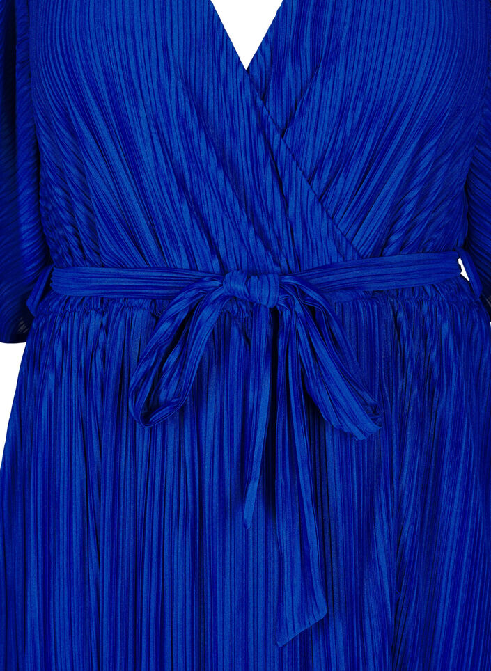 Midikleid mit Plisseefalten und Fledermaus&auml;rmeln, Blau, Packshot image number 2