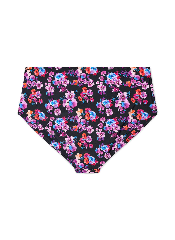 Hoch taillierte Bikinihosen mit Muster, Lila, Packshot image number 1