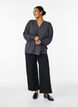 Bluse mit Smockb&uuml;ndchen und V-Ausschnitt, Grau, Model image number 1